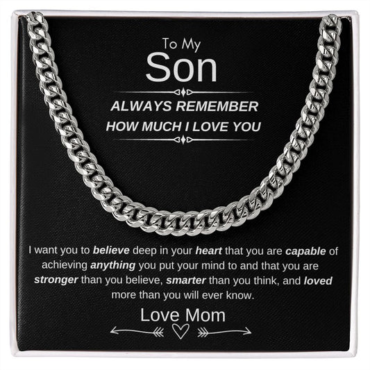 To My Son Love Mom Cuban Link Chain